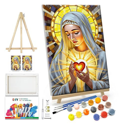JOOZ 5D Virgin Mary Paint by Numbers Kit for Adults with Frame, 8x12 Inch - color: Virgin Mary 069