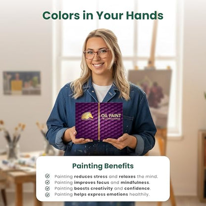 MyArtscape Oil Paint Set - 48 x 12ml Artist Oil Paint Tubes | Rich pigment oil paint set with smooth blending glossy finish and excellent coverage for canvas painting