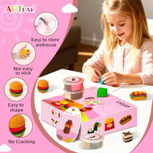 ARTPAR Air Dry Clay for Kids,12 Mini Food Modeling Magic Clay Sculpting Kit - color: Colorful Food Kit