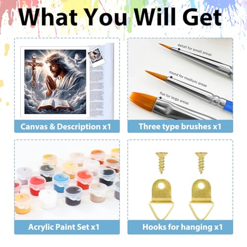 Jesus Paint by Numbers Kit for Adults, Paint by Number for Adults 16x16 in - color: Jesus