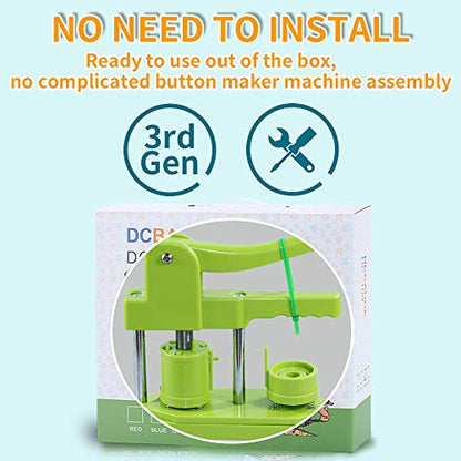 Happizza Button Maker Machine, (3rd Gen) Installation-Free 25mm(1 in) DIY Pin Button Maker Press Machine Kit, Badge Punch Press Machine with Free 500pcs Button Parts&Pictures&Circle Cutter - size: Round - 25 mm