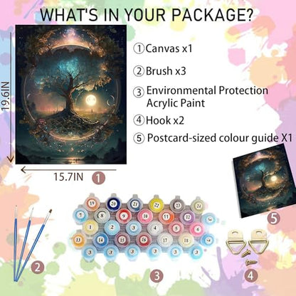 Arttoplus Tree of Life Paint by Numbers Kit for Adults Beginner 16x20 inch - color: MT19411-US