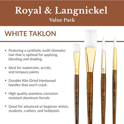Royal Brush Langnickel White Taklon Brush Set Value Pack, Stroke (9163)