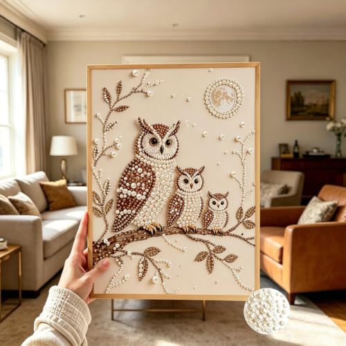 Owls Pearl Diamond Painting Kits for Adults,3D Special Shape Diamond Art - color: PL11-1