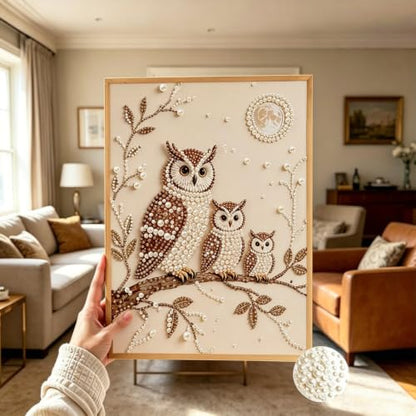 Owls Pearl Diamond Painting Kits for Adults,3D Special Shape Diamond Art - color: PL11-1