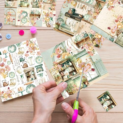 6x6" Scrapbooking Paper Pad Single Sided Decorative Colored Papers | 160GSM 12 Patterned 24 Sheets Cardstock,Art Paper for Craft Paper Present Wrapping DIY Junk Journal Supplies.Furniture - color: 160GSM-Furniture