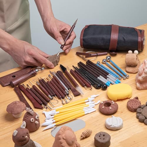 48PCS Pottery Tools Kit for Sculpting, Clay Carving Tools, Ceramic Tools for Polymer Clay, Modeling, Trimming, Molding, Shaping, Pottery Kiln, Arts Crafts Supplies, Adults, Students, Beginners, Pros - color: 48PCS