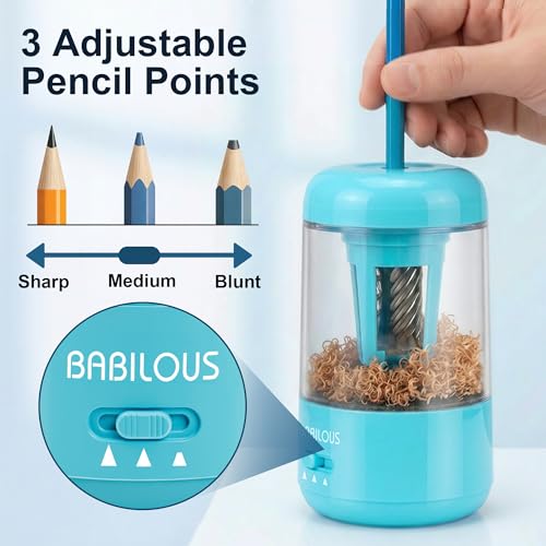 Babilous Rechargeable Electric Pencil Sharpener with Auto Feed & Auto Eject - color: Blue