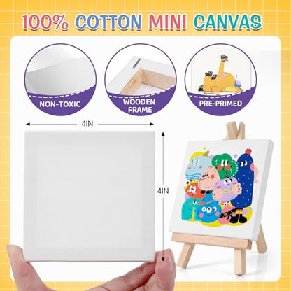 ESRICH 5 Set Canvas Painting Kit, Mini Acrylic Paint Set - size: 5 set 4 x 4 inches