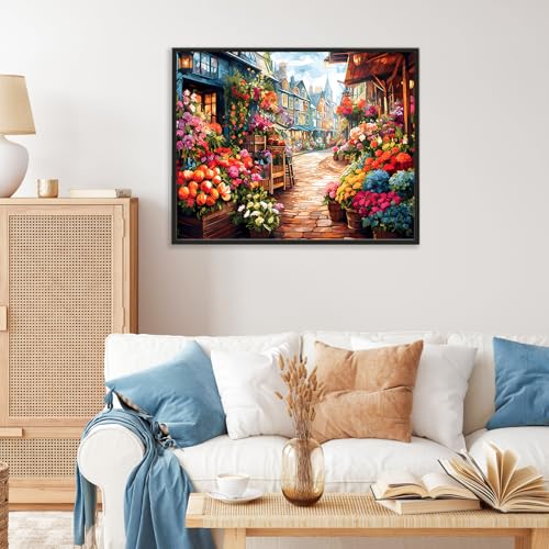 Paint by Numbers Kit for Adults, Flowers Street Number Painting Canvas Kit - color: LBOPNFP11