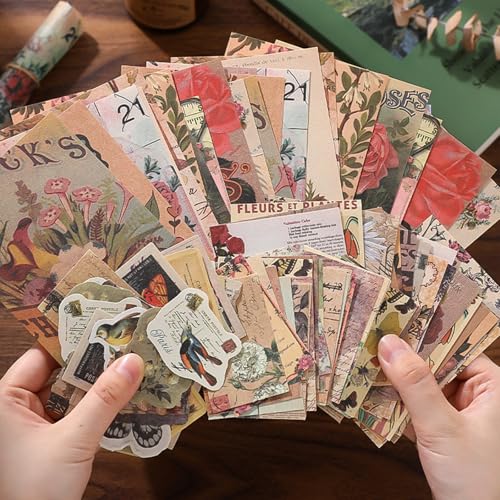 400PCS Vintage Scrapbook Paper Journaling Scrapbooking Supplies Kit Retro Decorative Craft Paper Assorted for Bullet Junk Journals Card Making Craft DIY, Old Memories - color: Old Memories