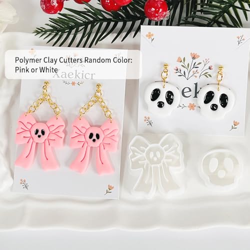Xaekicr Skull Bow & Cartoon Skeleton Polymer Clay Cutters – Halloween Clay Earring Cutters for DIY Earrings – Cute Polymer Clay Molds for Jewelry Making – Clay Tools for Craft Lovers - color: G color