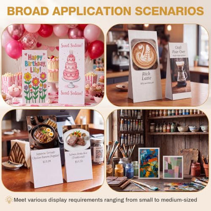 30 Pack Cardboard Easel Stand 9" & 7" Self Adhesive Cardboard Easel Back Display Stand for Table Top Photo Picture Poster Foam Board Painting Canvas Art Craft Retail Wedding Sign Holder - size: 7" & 9"