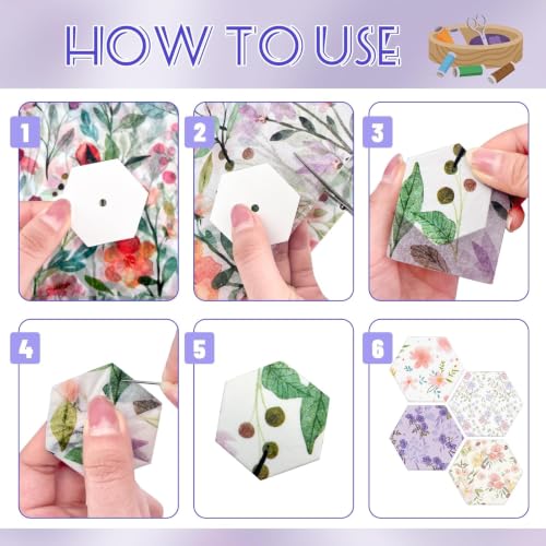 500 PCS Hexagon Piecing Paper Templates, 1" White Paper templates, Quilting Templates Accessories for DIY Patchwork Crafts and Sewing Supplies - size: 1 Inch- 500 pcs Hexagon