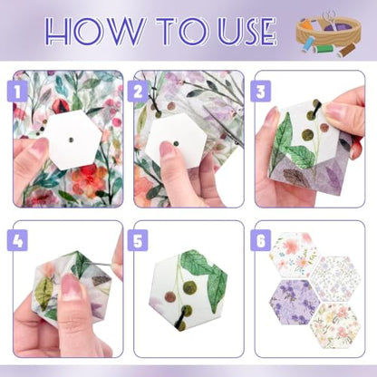 500 PCS Hexagon Piecing Paper Templates, 1" White Paper templates, Quilting Templates Accessories for DIY Patchwork Crafts and Sewing Supplies - size: 1 Inch- 500 pcs Hexagon