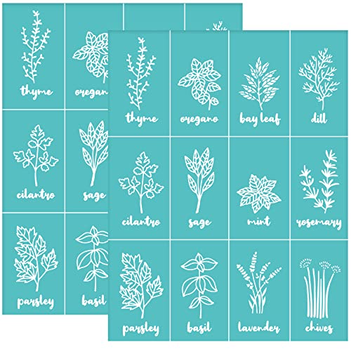 OLYCRAFT 2Pcs Self Adhesive Printing Stencil Herbs Pattern Silk Screen Printing Stencil Plants Pattern Reusable Mesh Stencils for DIY Home Decor T-Shirt Pillow Fabric Bags 8.7x11 Inch - color: Herb Theme