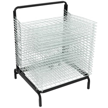 Creative Mark Stack N Dry Floor Art Drying Rack, Mobile Art Rack Stand on Wheels with 20 Coated Metal Spring-Loaded Shelves, for Watercolor, Prints, Paper and Canvas Storage