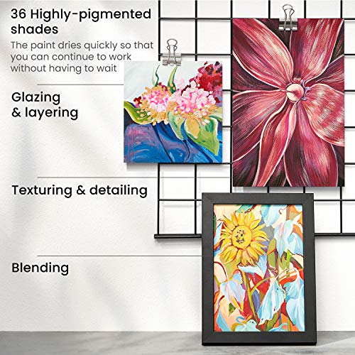 ARTEZA Metallic Gouache Paint, Set of 36, 12ml/0.4 US Fl Oz Gouache Paint Tubes, Glitter Paint for Canvas & Paper - size: 0.4 Fl Oz (Pack of 36)