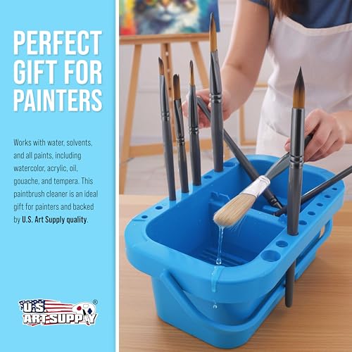 U.S. Art Supply 16-Hole Plastic Paint Brush Cleaner Washer & Paint Brush - style: 16-Hole