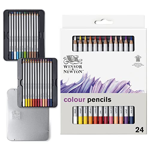Winsor & Newton Studio Collection, Color Pencils, Set of 24 | Rich, Vibrant Color, Thick-Core Pencils, Soft Smooth Texture, Easy Blending, Stylish Metal Tin Included, High Quality Lead - style: 24 Color Pencils