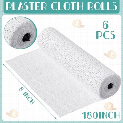 Heentan 6 Rolls Plaster Bandages Strips for Belly Cast Art,8 X 180 Inches | Fast Setting Plaster Gauze for Mask Making, Sculpture Molds, DIY Crafts, Pregnancy Belly Casting, Scenery Art Projects - size: 8 x 180 Inch