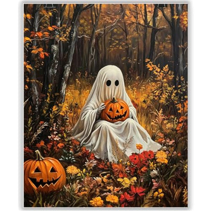 HITO Halloween Paint by Numbers Kit for Adults Ghost 16x20 Inch Frameless - color: Ghosts and Pumpkins