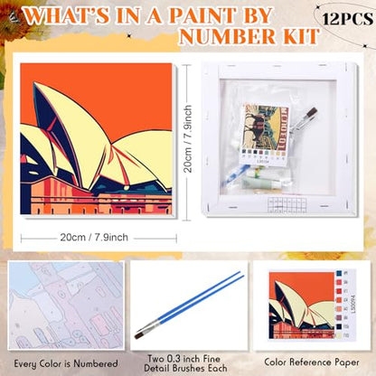 Nezyo 12 Sets Paint by Numbers for Adults with Frame, 8 X 8 Inch - style: Famous Landmarks