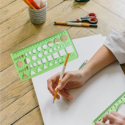 Circle Templates Geometric Drawings Drafting Stencils Measuring Tools Artist Design Drawing Aid Tool Geometry Ruler, 2 Pack
