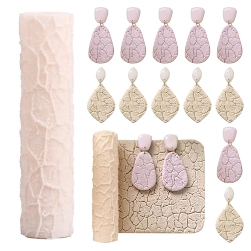 HOBBIESAY 1PC Cobblestones Polymer Clay Texture Roller 3D Printed Rollers for Clays Modeling Embossing Earring Maker Roller Pottery Textures Rollers Polymer Clay Crafts for Creating Clays Texture - color: Blanched Almond