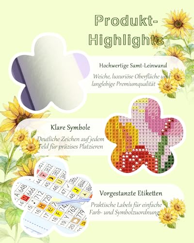 forever young Flowers Small Diamond Art Kits, 5x7 Inch Canvas | 6 PCS DIY square diamond painting kits for beginners and adults, perfect for collecting, display ＆ relaxing stress relief - color: Flower