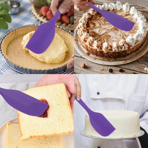 Silicone Spatulas Set, Rubber Spoon Spatula Heat Resistant Spoonula One Piece Design Seamless Spatula Non-Stick Scrapers Baking Mixing Tool (Purple) - color: Purple