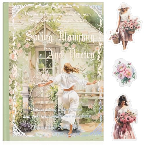 Uideyvi Spring Theme Sticker Scrapbooking Supplies for Junk Journal, 20 Sheets PET Stickers(TZ-001-008) - color: Spring theme