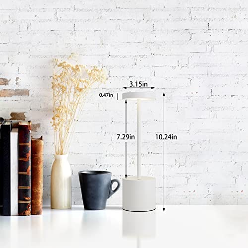 TBBGA LED Cordless Table Lamps Set of 2, 5000mAh Rechargeable Table Light | Portable Outdoor Table Lamp, 3 Color Stepless Dimming Battery Powered Lamp for Dinner/Patio/Restaurant/Bedroom (White) - color: White2