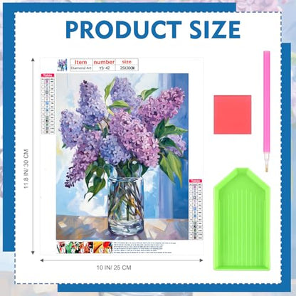 Yeaqee 4 Pcs Hydrangea Diamond Art Kits for Adults Flowers Gem Painting Kit DIY Jewel Diamond Art for Beginners Aesthetic Room Crafts Cute Painting Pictures 5d Craft Wall Decor for Home 10 x 11.8'' - style: Flower Vase
