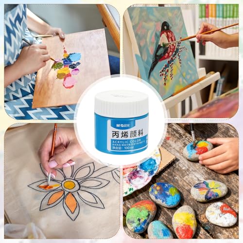 PATIKIL M&G Acrylic Paint, 3.38 Fl Oz(100ml) Matte Finish Rich Pigments Waterproof Art Painting Supplies for Fabric Canvas Wood Leather Stone Cloth, Lake Blue - color: Lake Blue