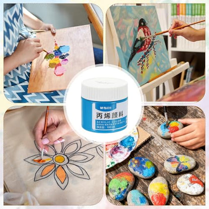 PATIKIL M&G Acrylic Paint, 3.38 Fl Oz(100ml) Matte Finish Rich Pigments Waterproof Art Painting Supplies for Fabric Canvas Wood Leather Stone Cloth, Lake Blue - color: Lake Blue