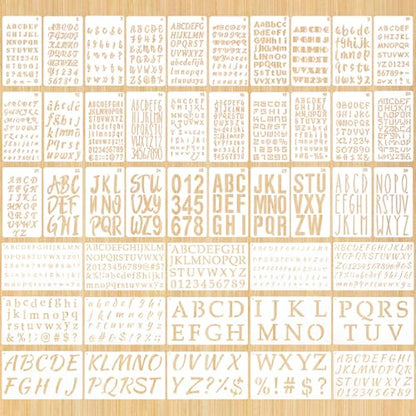 1/3, 1/2, 3/4, 1, 2 Inch Letter Stencils for Painting, 45 Pcs Reusable Plastic Alphabet and Number Symbols Stencils for ournal Notebook, Diary, Scrapbook Decor Supplies Crafts Art Projects