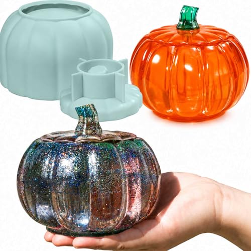 5“ Large Pumpkin Jar Resin Mold, Jar Mold Halloween Epoxy Resin Molds, Pumpkin Silicone Molds, Autumn, Halloween Decor, Jewelry Trinket Container, Christmas Decor