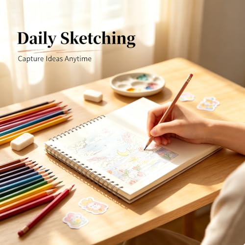 EOREA Pink Cover Sketchbook 8x11.5 Spiral Drawing Notebook - color: Red
