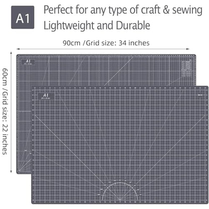 Headley Tools Thickened 24 x 36 Inch Self Healing Cutting Mat, Durable A1 Double Sided 5-Layer Craft Cutting Board for Fabric, Quilting, Sewing, Hobby, Scrapbooking, Arts and Crafts Project, Dark Gray - color: Gray, size: 36"L x 24"W