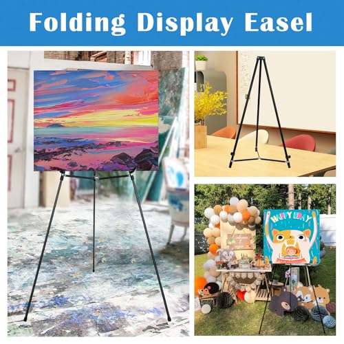 70" Adjustable Aluminum Display Easel Stand, Holds 20 lbs | Versatile Tripod Easel for Artistic Presentations, Lightweight and Sturdy for Art Shows, Exhibitions, and Studios,2 Pack - style: 2 Pack