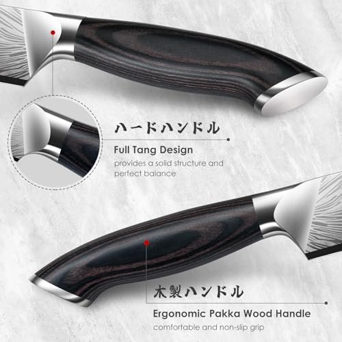 Steak Knives Set of 6, Powder Steel Steak Knife Set | Ultra Sharp 4.5 Inch Serrated Steak Knives with Ergonomic Pakkawood Handle Japanese Knives for Steak, Bread and Butter - size: 6PCS Steak Knife Set