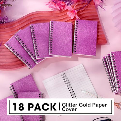 Jutom 18 Pcs Small Spiral Notebook Memo Pad 3x5, Glitter Pink - color: Glitter Pink