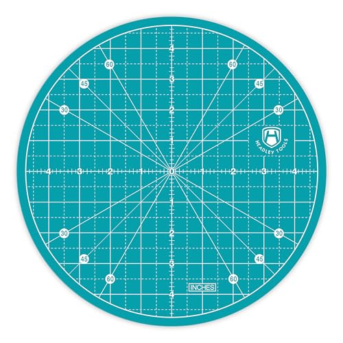 10"x10" Round Rotating Cutting Mat, Self Healing Mat with 360-Degree Rotation & Anti-Slip Base, Sewing Board Cutting Mat Perfect for Fabric Quilting Leather Hobby Project, Turquoise - color: Turquoise, size: 10"L x 10"W
