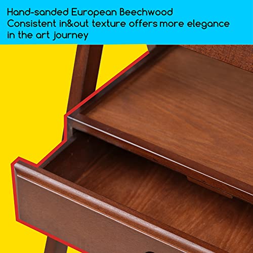 MEEDEN Studio H-Frame Easel with Art Supply Storage Drawer - Adjustable (60"~75") Solid Beech Wood Easel Stand for Artists, Students and Adults, Holds Canvas Art up to 36" - Walnut - color: Walnut