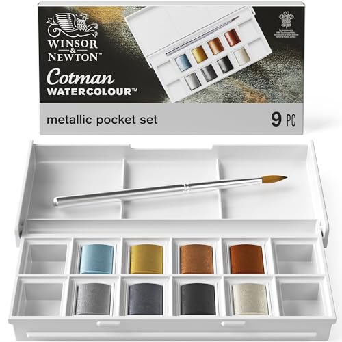Winsor & Newton Cotman Watercolor Paint Set, 8 Half Pan, Metallic Set - style: 8 Half Pan Metallic Colors