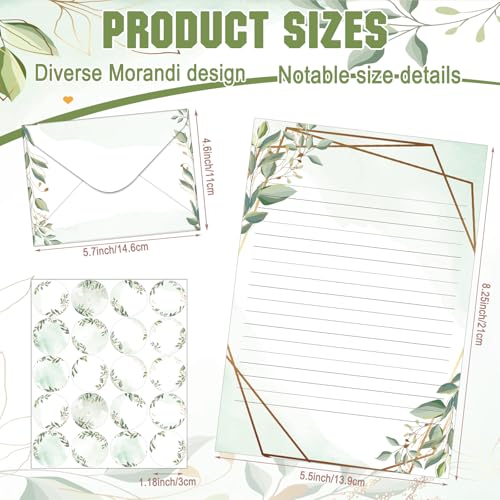 TaoBary 160 Pcs Eucalyptus Stationery Paper and Envelopes Set - size: 5.5 x 8.25 Inch, style: Eucalyptus