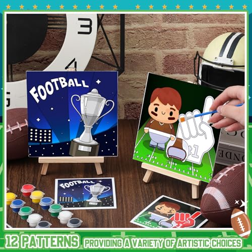 Tenceur 12 Sets Football Sports Paint by Numbers Kit Pre Drawn Canvas Painting Set with Easels Paints and Brushes for Kids Beginners Classroom Party Group and Team DIY Art Activities - style: Football