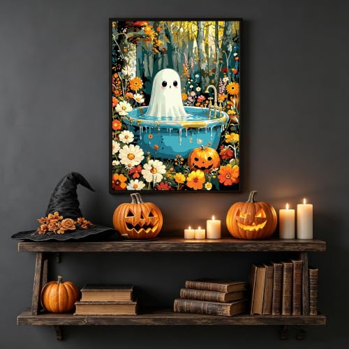 bleihum Halloween Paint by Numbers Kit for Adults Ghost 16x20inch - color: MT23068-US