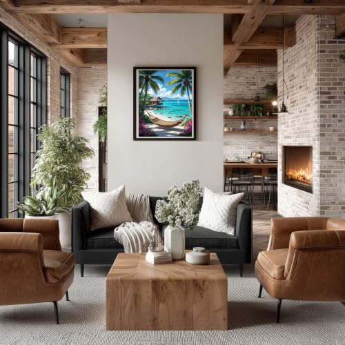 Gemozaic Beach Paint by Numbers Kit for Adults, 16 x 20 Inch, No Frame - color: MT22984